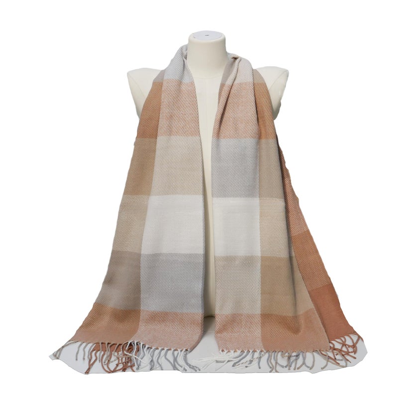 Wander Agio Women's Fashion Scarves Long Shawl Winter Thick Warm Knit Large Scarf Plaid Rough Khaki 26 - Image 2
